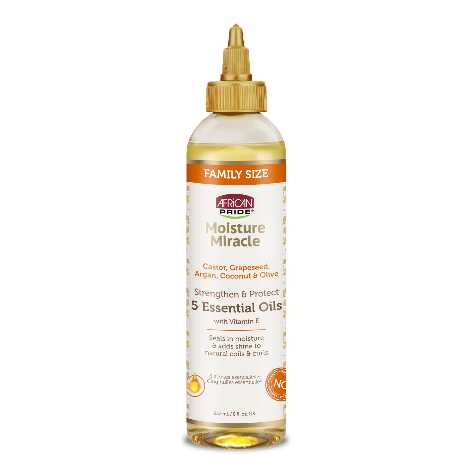 African Pride Moisture Miracle 5 Essential Hair Oils 8 Oz, Vitamin E