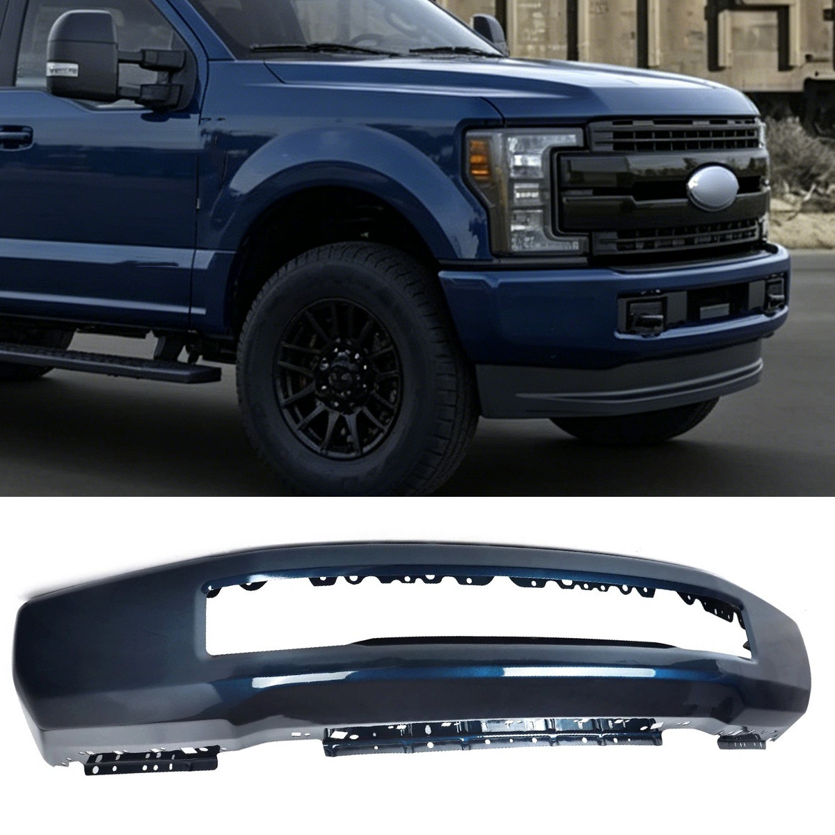 N1 Blue Jeans Metallic For 2017-2019 Ford F-250 F350 F250 F-350 Front Bumper Bar