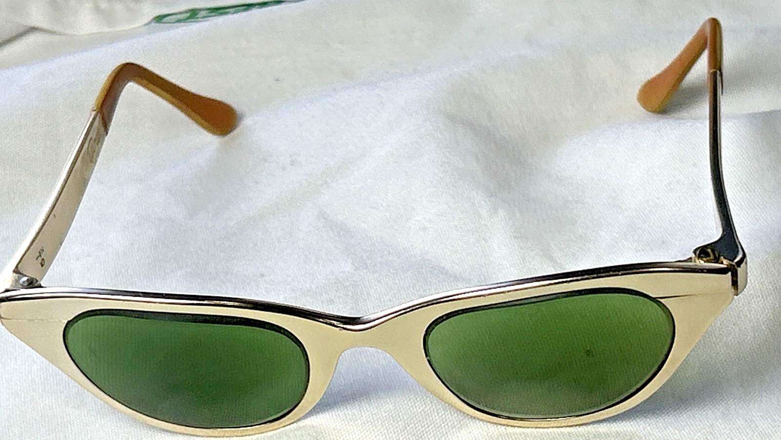 Vintage 1950's Tura Designer Cat-Eye Gold Tone Sunglass, Green Tint With Bifocal Vintage 1950's Tura Designer Cat-Eye Gold Tone Sunglass, Green Tint With Bifocal