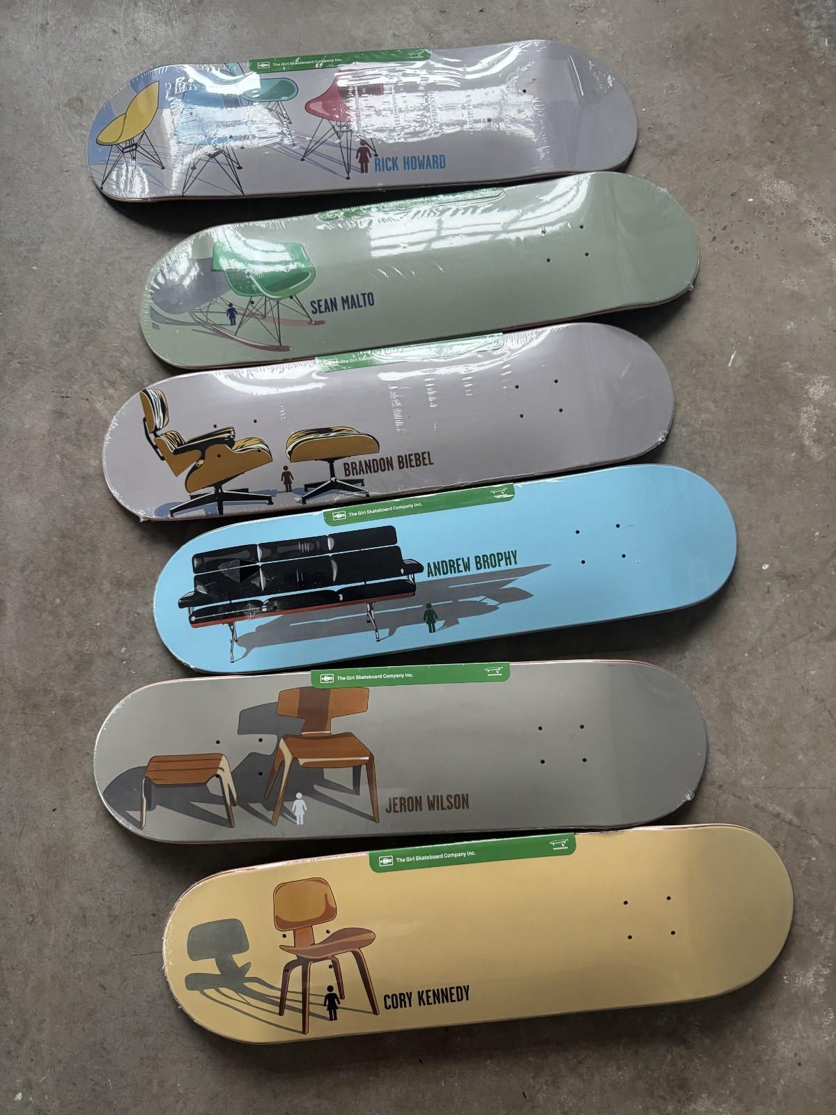 Girl Skateboards Eames Chairs Reissue Full Series (6) NOS