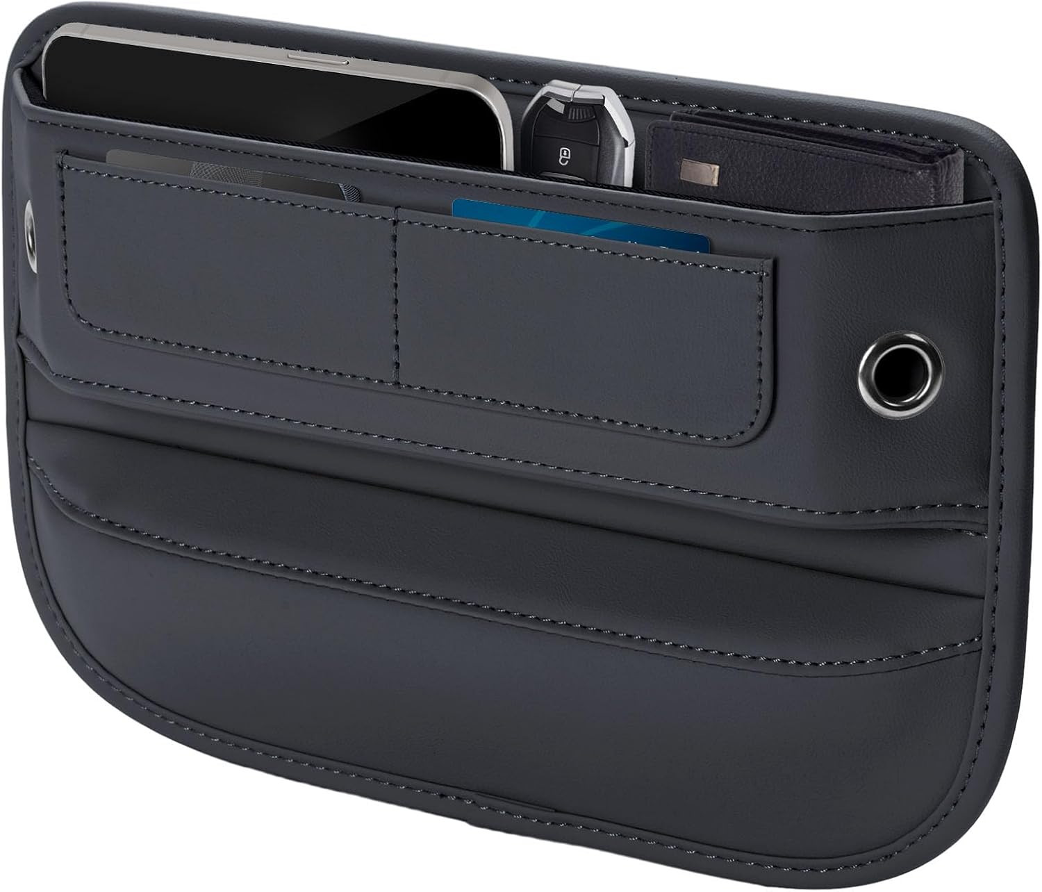 Universal Fit Premium Leather Car Seat Gap Filler Organizer, Center Console Orga