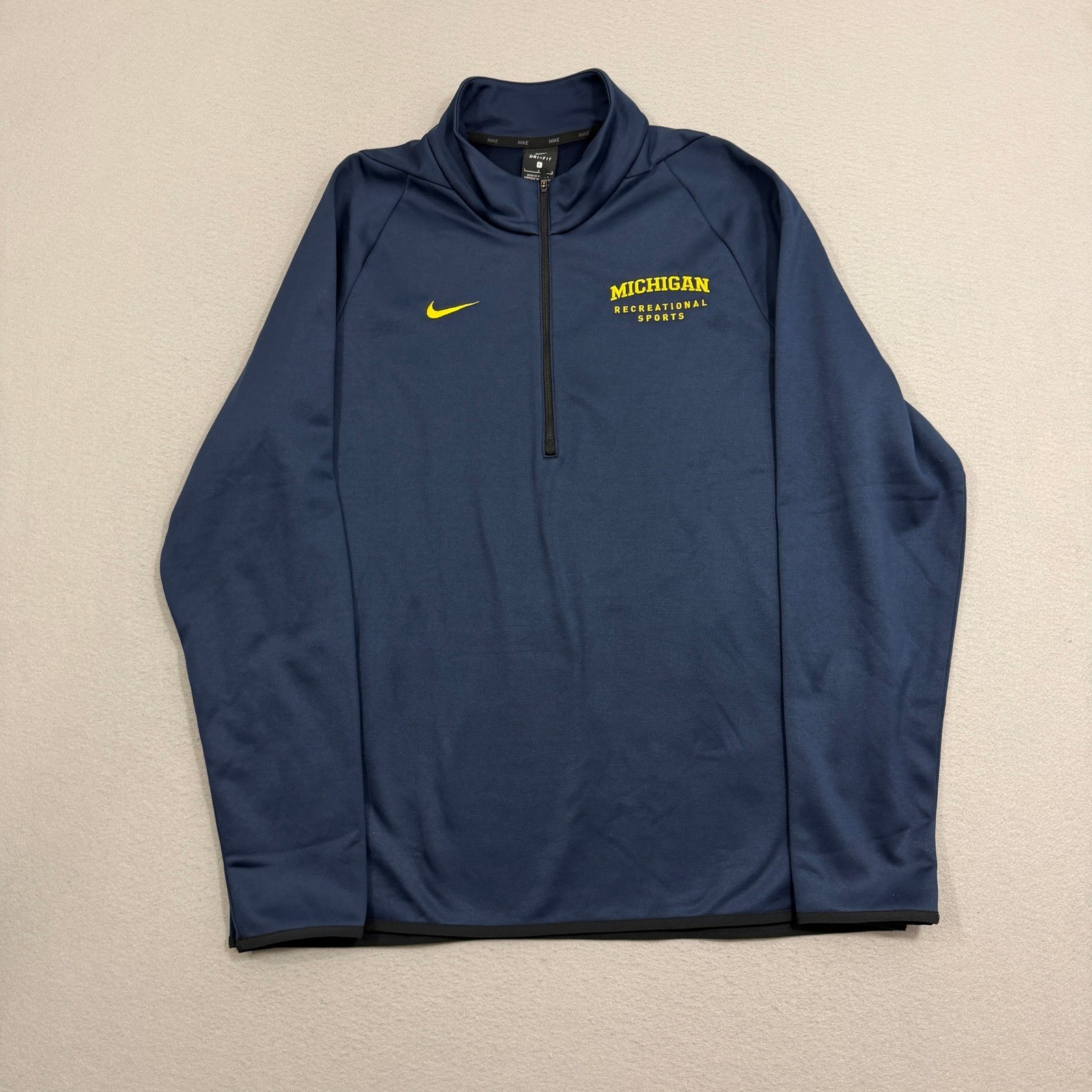 Nike Michigan Recreational Sports 1-4 Zip Pullover Large Blue Wolverines UofM