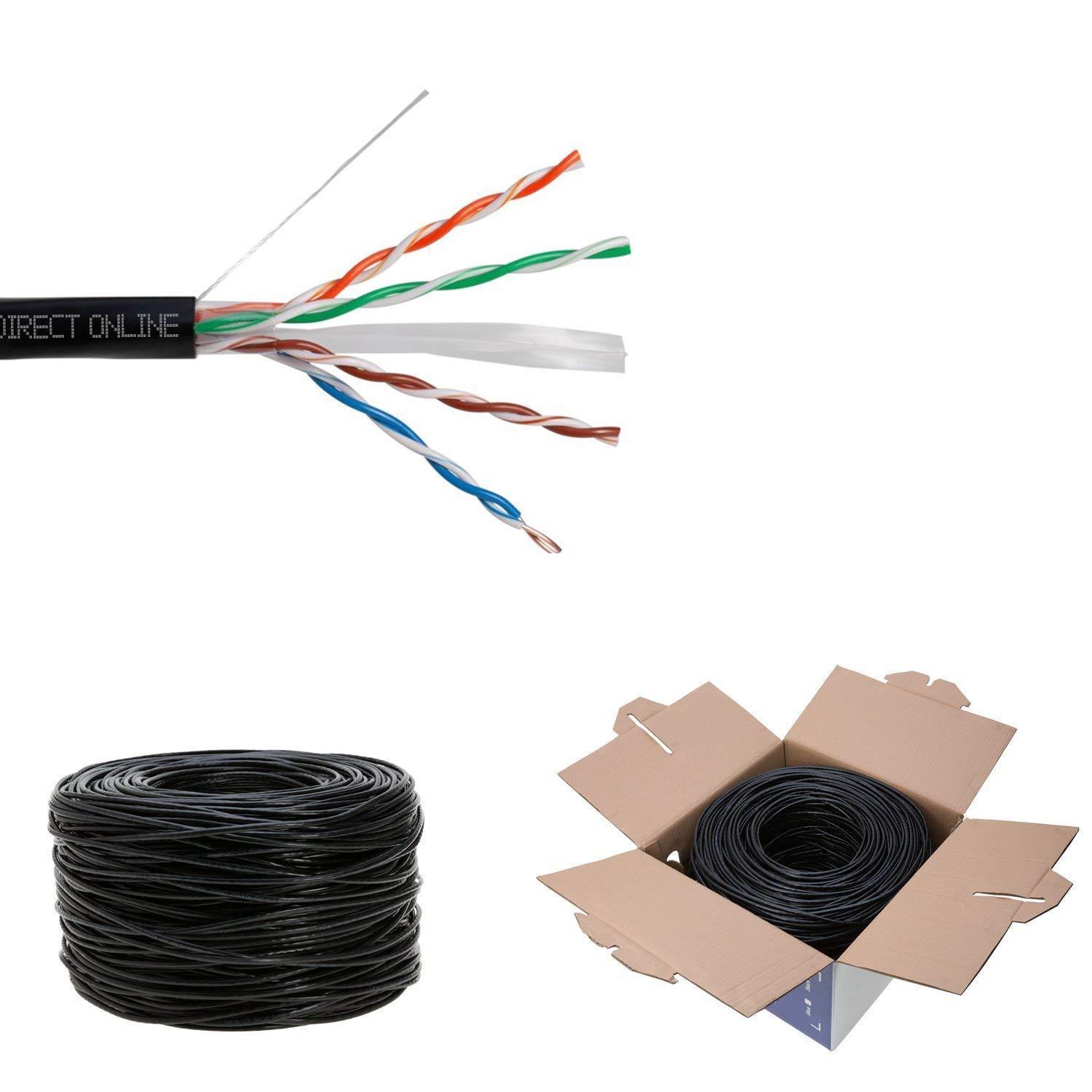 500ft Cat6 Network Cable Outdoor Direct Burial 23AWG Solid Bulk Ethernet Wire NE