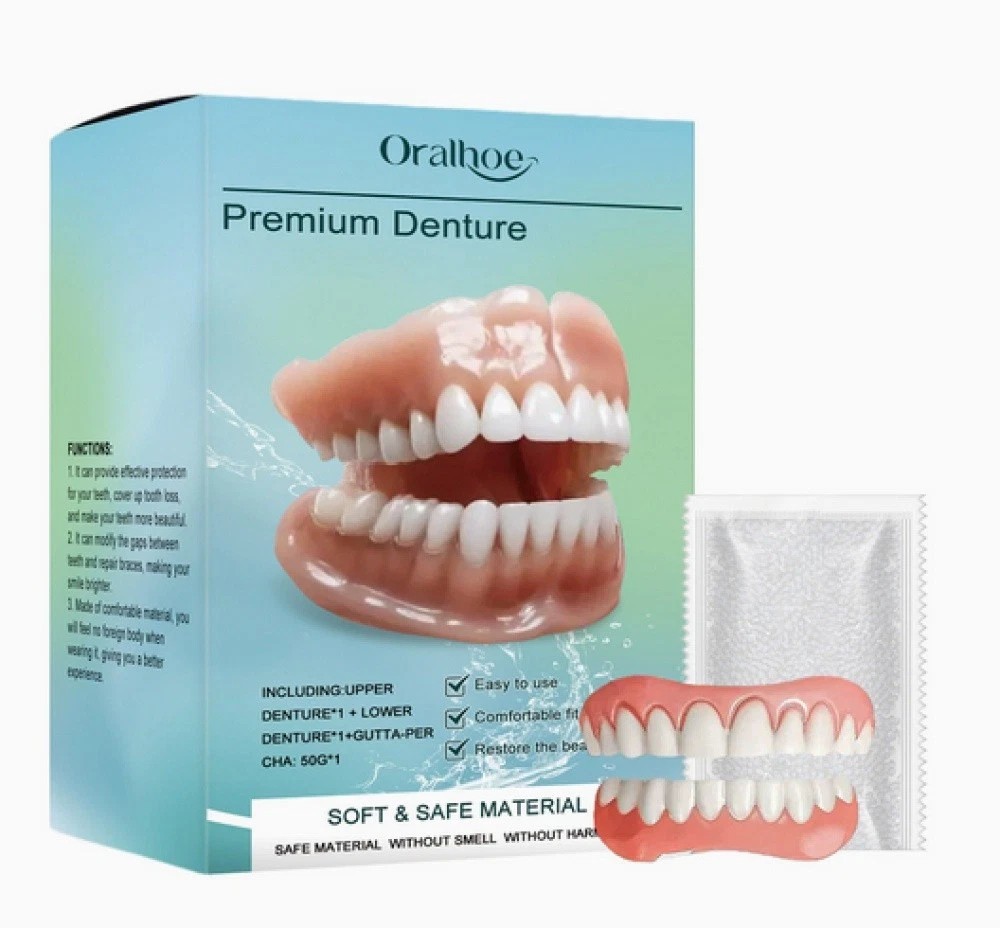 1-10 Pack Full Denture Set Upper Lower False Teeth Replacement for Men Women
