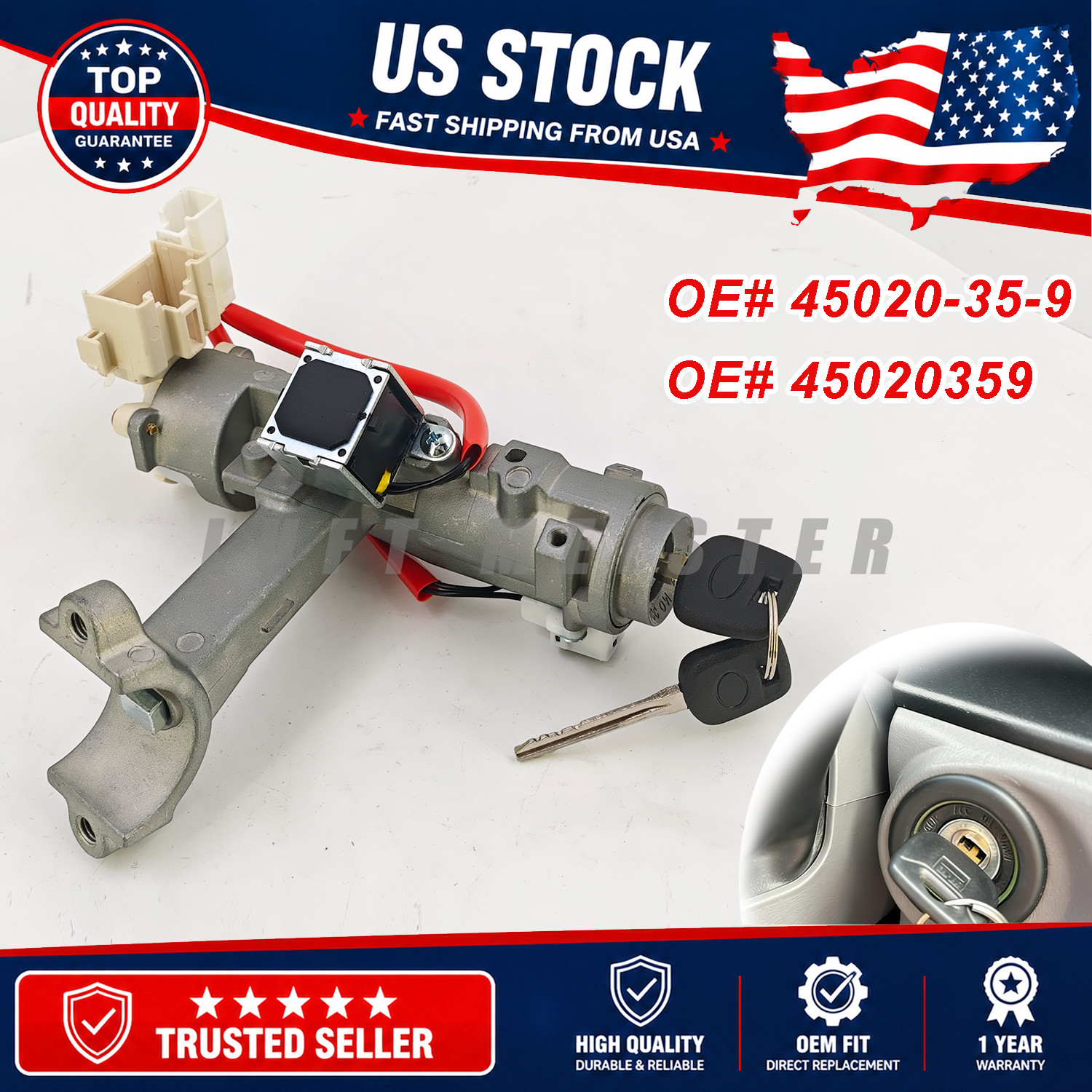 45020-35-9 FOR 1995-2004 TOYOTA TACOMA IGNITION LOCK CYLINDER ASSEMBLY SWITCH US