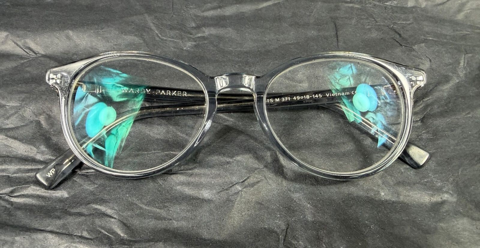 Warby Parker Watts M 371 Eyeglasses 49-18-145 Clear Gray Round Keyhole Frames