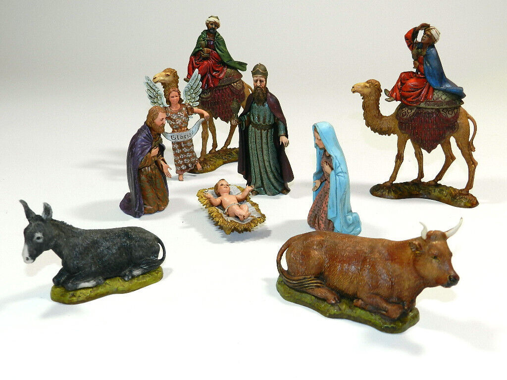 Vintage Italian Nativity Set of 9 Christmas Manger Scene Figures Made In Italy
