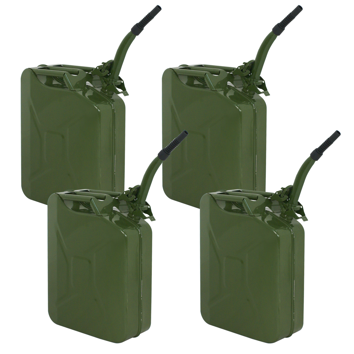 5Gallon 20L 4PCS Jerry Can Metal Steel Tank Military Style Storage Gas Can Green