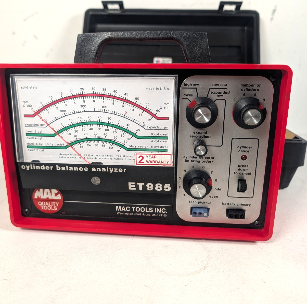 Mac Tools ET985 Cylinder Balance Analyzer and Case No Cables