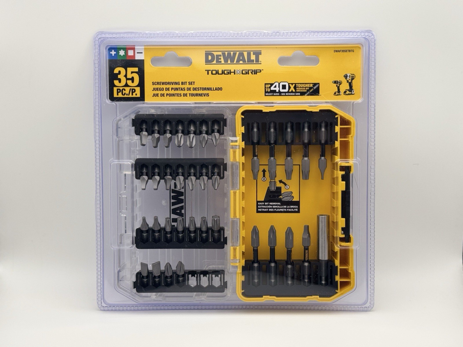DEWALT Tough Grip DWAF35SETBTG 35 PC Screwdriving Bit Set Up To 40X Tougher DEWALT Tough Grip DWAF35SETBTG 35 PC Screwdriving Bit Set Up To 40X Tougher