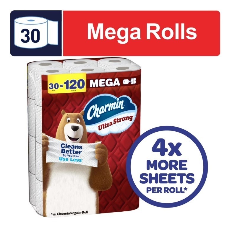 Charmin Toilet Paper Ultra Strong, 30 Mega Rolls