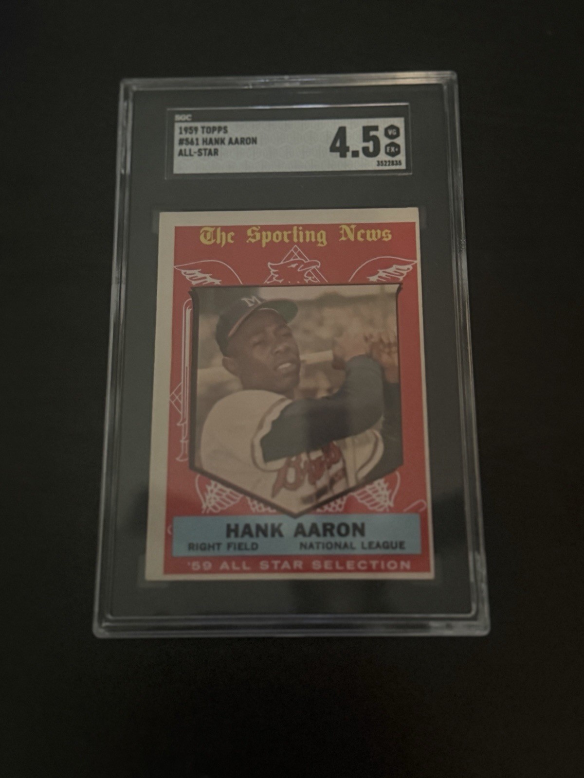 1959 Topps #561 Hank Aaron All Star SGC 4.5 1959 Topps #561 Hank Aaron All Star SGC 4.5