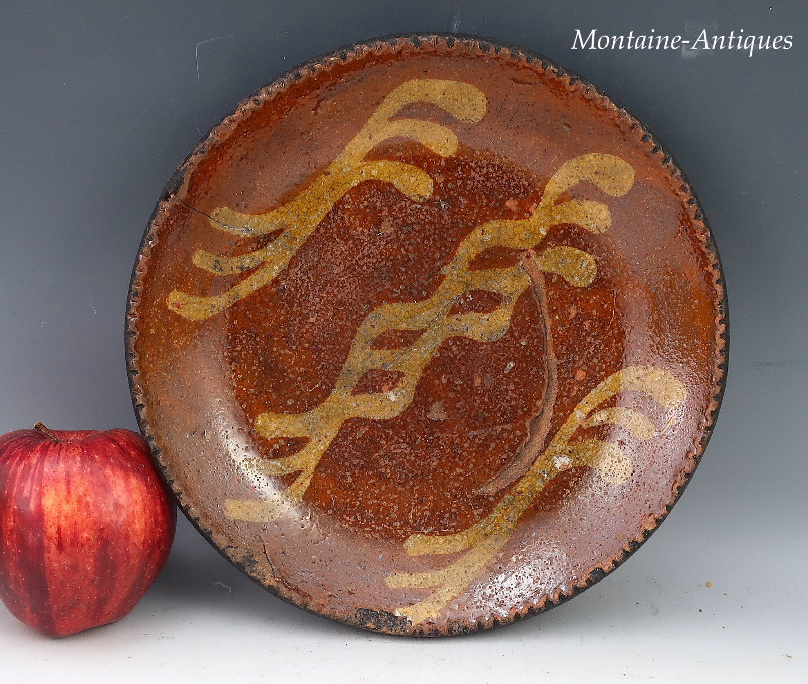 PA Slip Decorated Redware Plate circa Early 19th cent PA Slip Decorated Redware Plate circa Early 19th cent