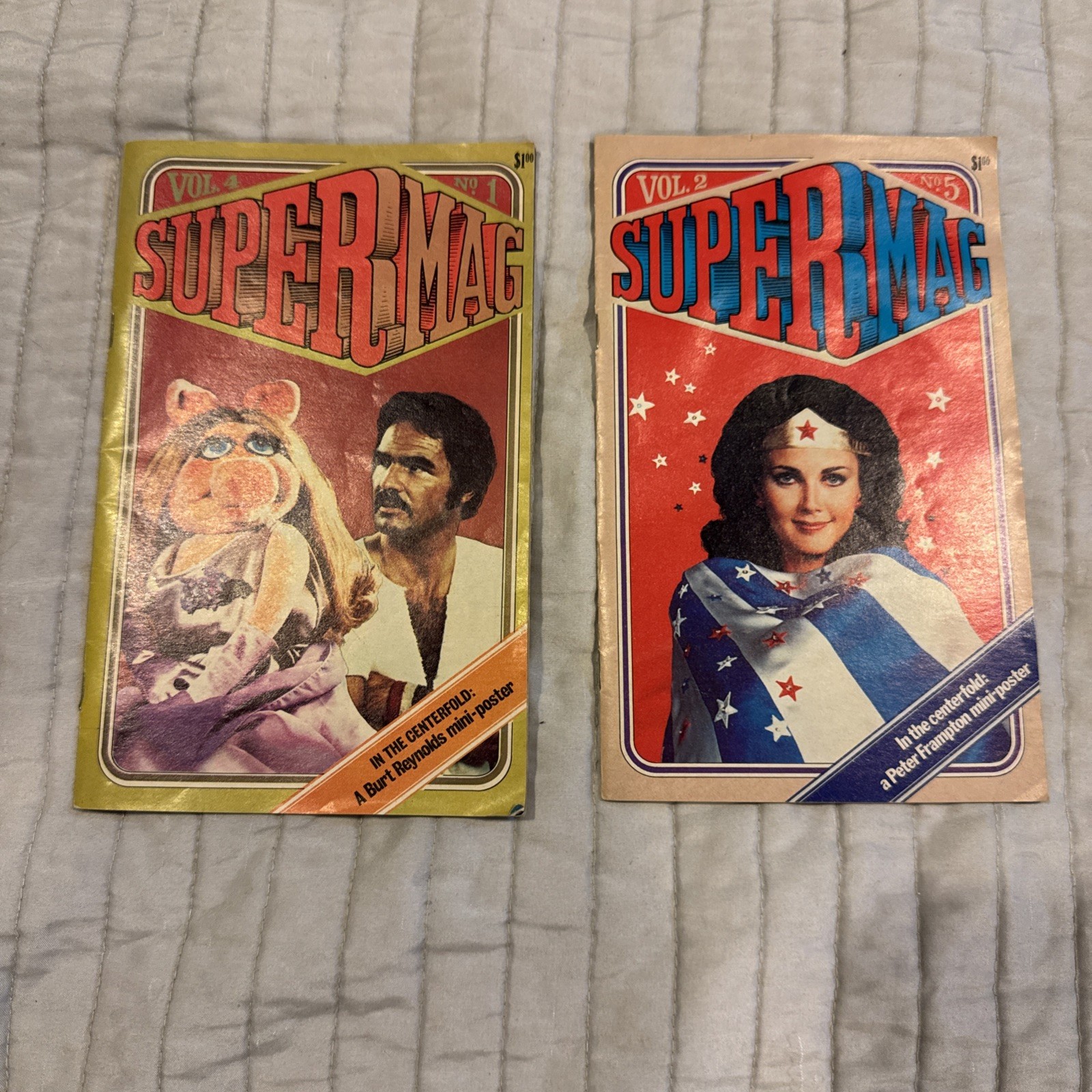 Vintage 1977 Supermag Vol. 4 Burt #1 ,Vol. 2 #5 Lynda Carter Wonder Woman Cover Vintage 1977 Supermag Vol. 4 Burt #1 ,Vol. 2 #5 Lynda Carter Wonder Woman Cover