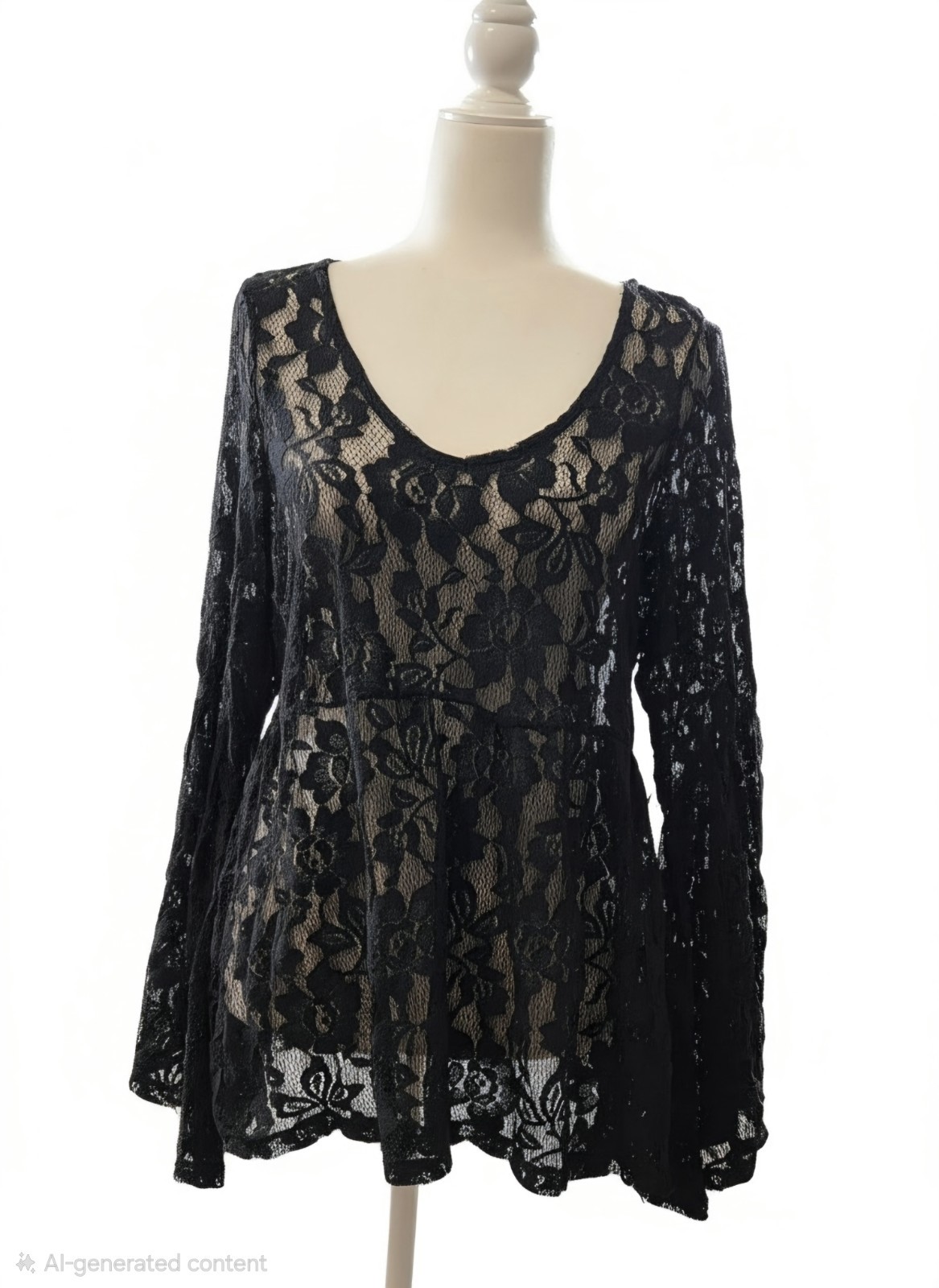 Torrid Black Lace Bell Sleeve Top Medium