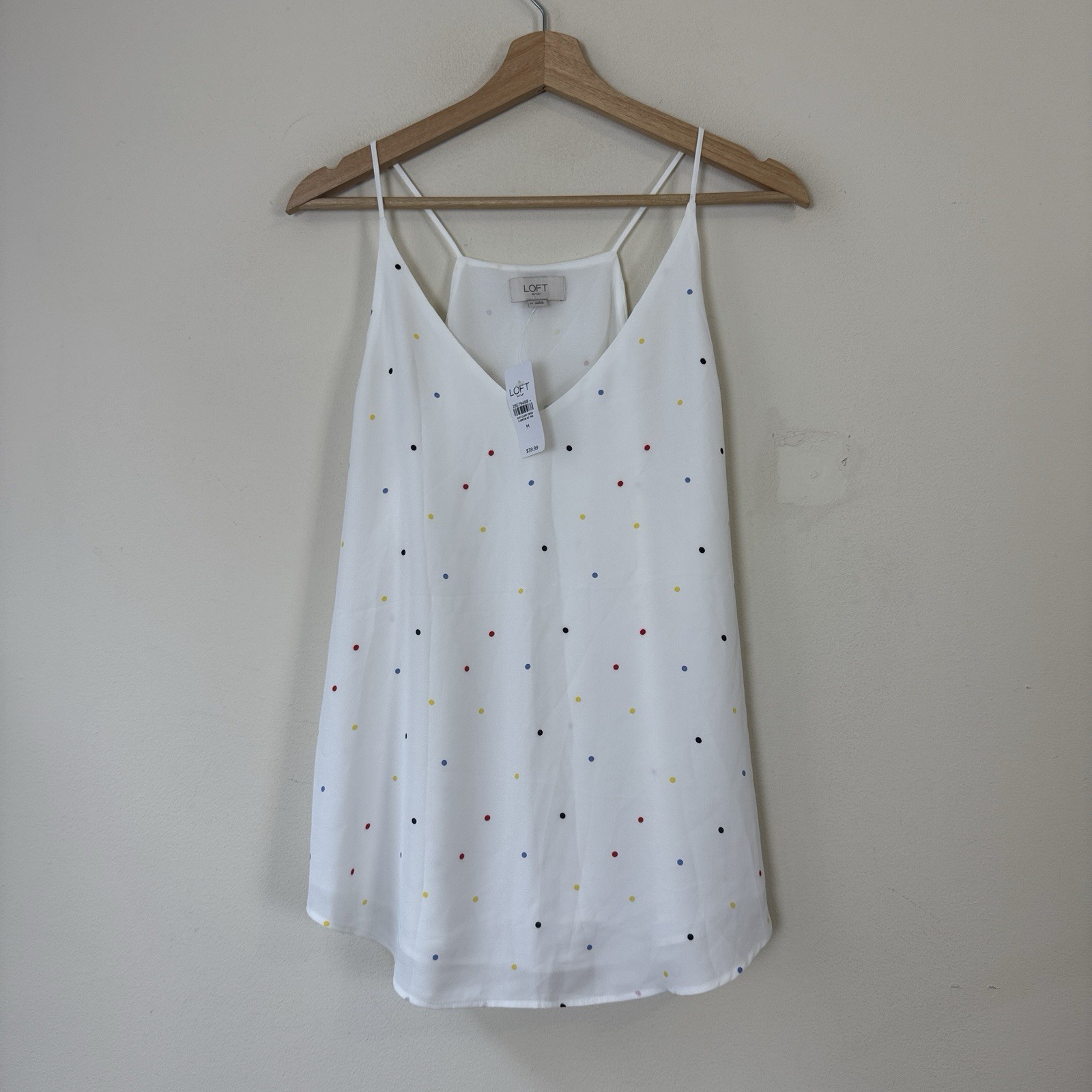 Brand New - Ann Taylor LOFT White Polka Dot Blouse Top Tank - Medium