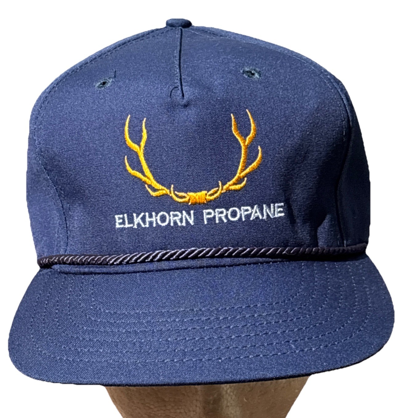 Vintage Elkhorn Propane Hat Leather Strapback Blue Texace Made USA Pennsylvania