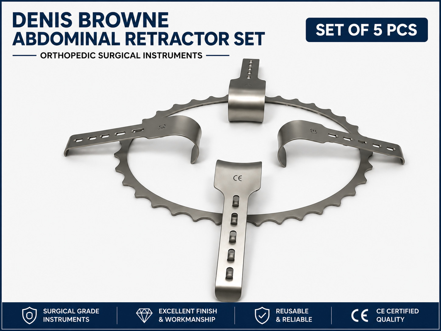 5 Pcs Denis Browne Abdominal Retractor Set Surgical Instruments Stainless Steel