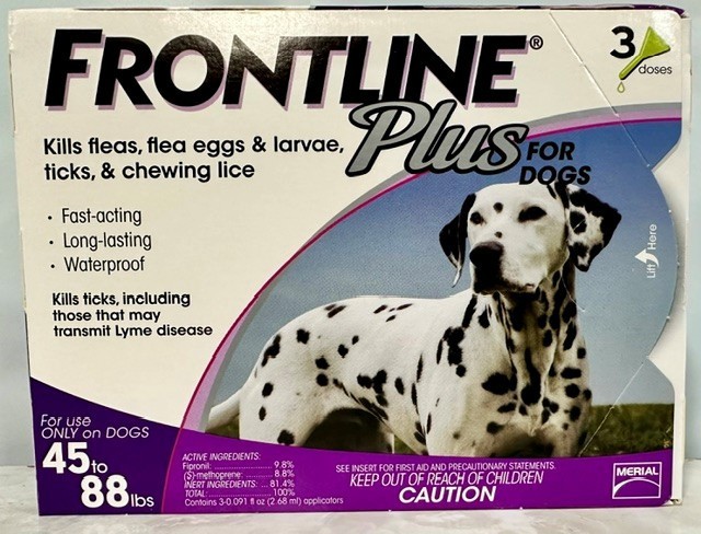Frontline Plus For Dogs 45-88 Lbs | Purple | 3 doses | Authentic Vet Channel box