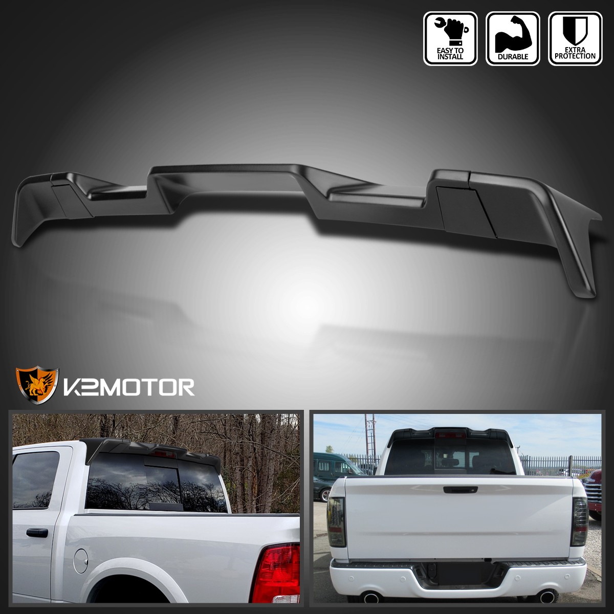 Fits 2013-2018 Dodge Ram 1500 Matte Black Rear Window Roof Top Spoiler Cab Wing Fits 2013-2018 Dodge Ram 1500 Matte Black Rear Window Roof Top Spoiler Cab Wing