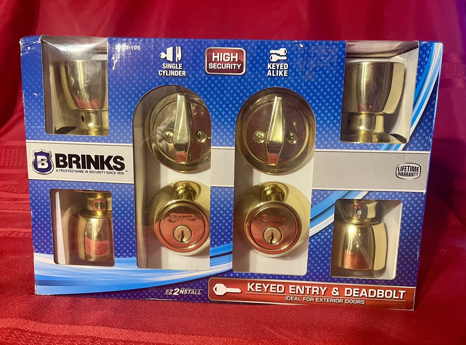 BRINKS EXTERIOR LOCKING 2-KEYED ENTRY & 2-DEADBOLTS BRAND NEW