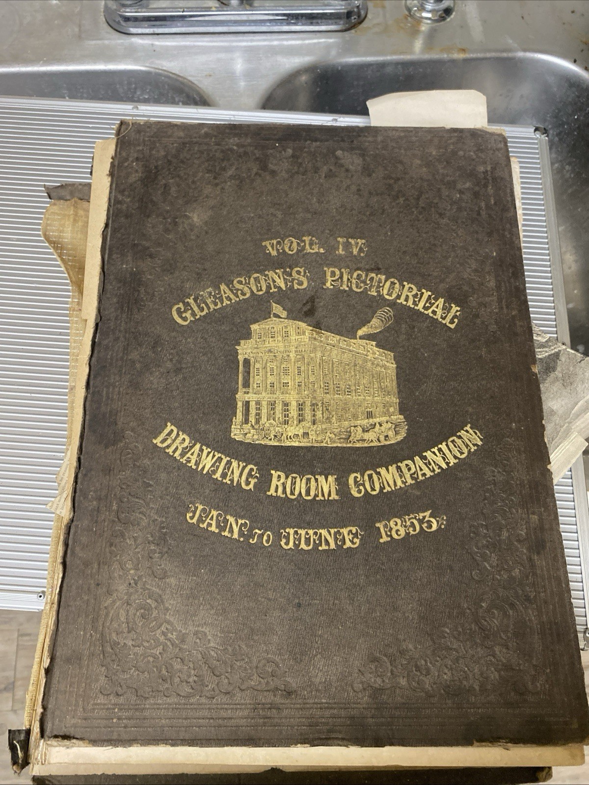 Huge Antique 1853 Gleasons Pictorial Bound Newspaper Loaded Victorian Print Rare Huge Antique 1853 Gleasons Pictorial Bound Newspaper Loaded Victorian Print Rare