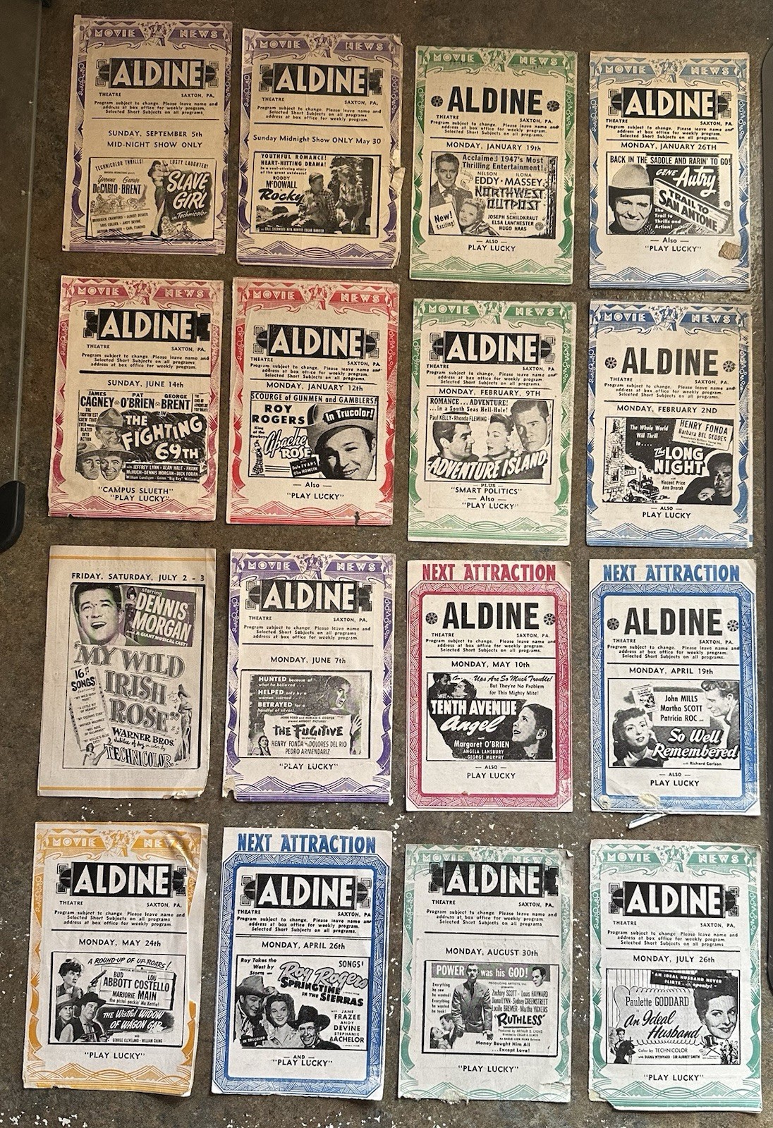 Vintage 1940s Movie Theatre Programs Lot Of 16 Abbott Costello Rogers Saxton PA