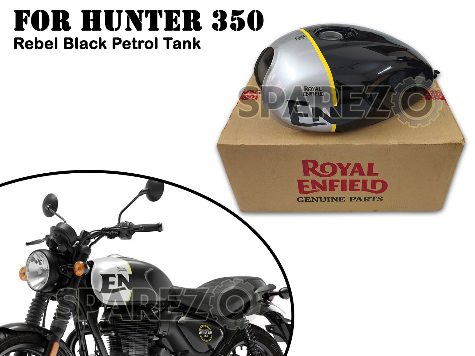 Genuine Royal Enfield Hunter 350 Rebel Black Fuel Petrol Tank