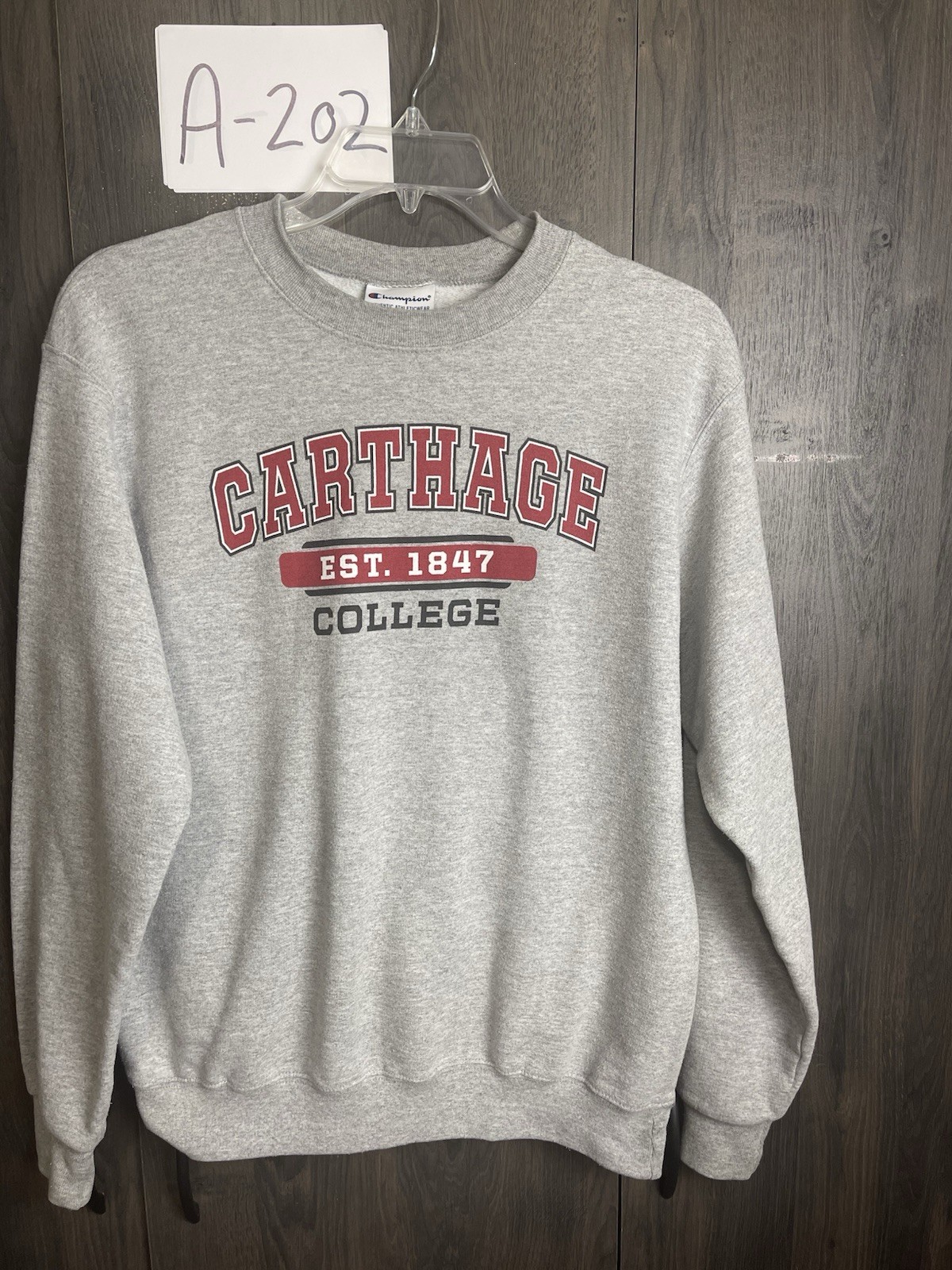 Vintage Champion Carthage College Embers Sweatshirt Adult Medium Gray