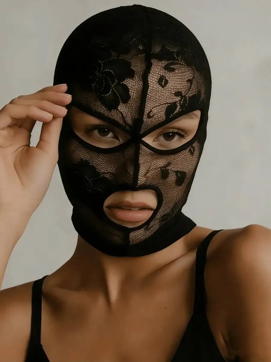 Black Gothic Lace Face Mask Unisex Venetian Style Masquerade Costume Party Acces