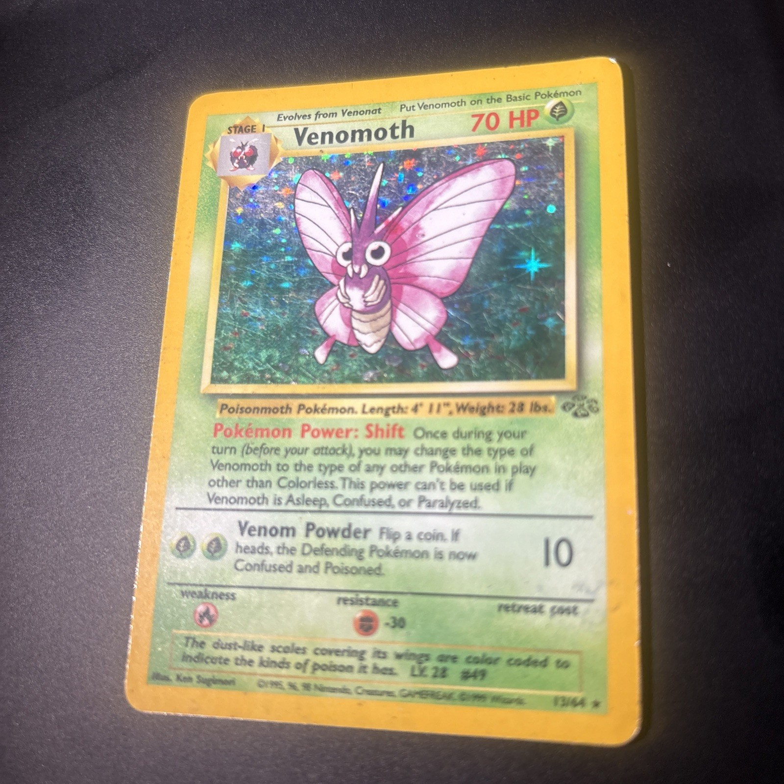 Venomoth 13/64 Jungle Holo Rare Unlimited 1999 WotC English Stage 1 70 HP