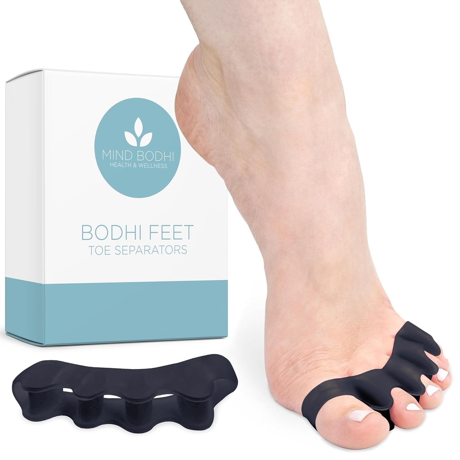 Ergonomic Toe Separators in Black -  Gel for Bunion Relief & Alignment