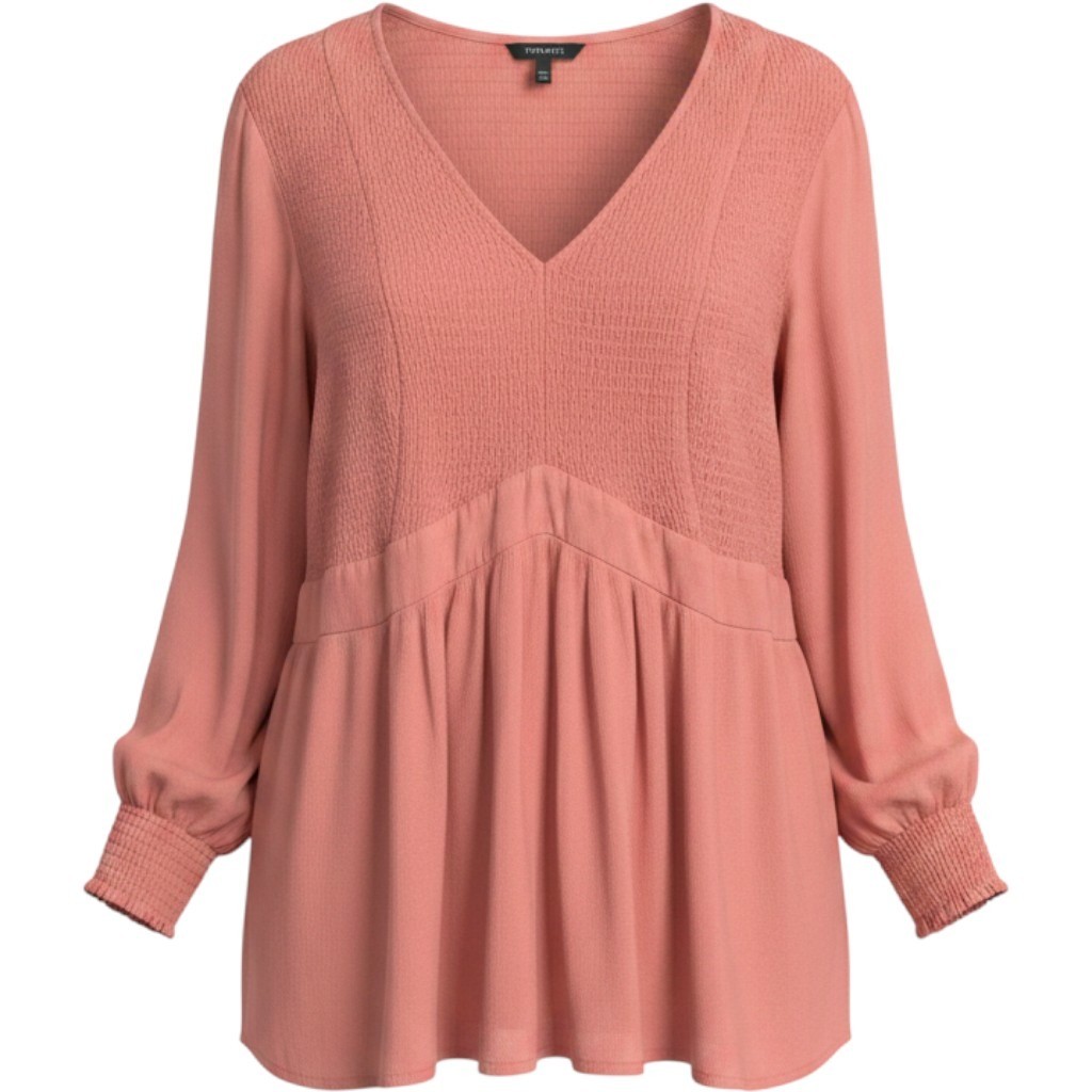 Torrid Babydoll Tunic Top Women 4 Plus Smocked Boho Cottage Romantic
