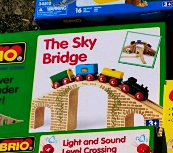 BRIO Wooden Railway Set 33469 Sky Bridge rare vintage new in box mint condition 