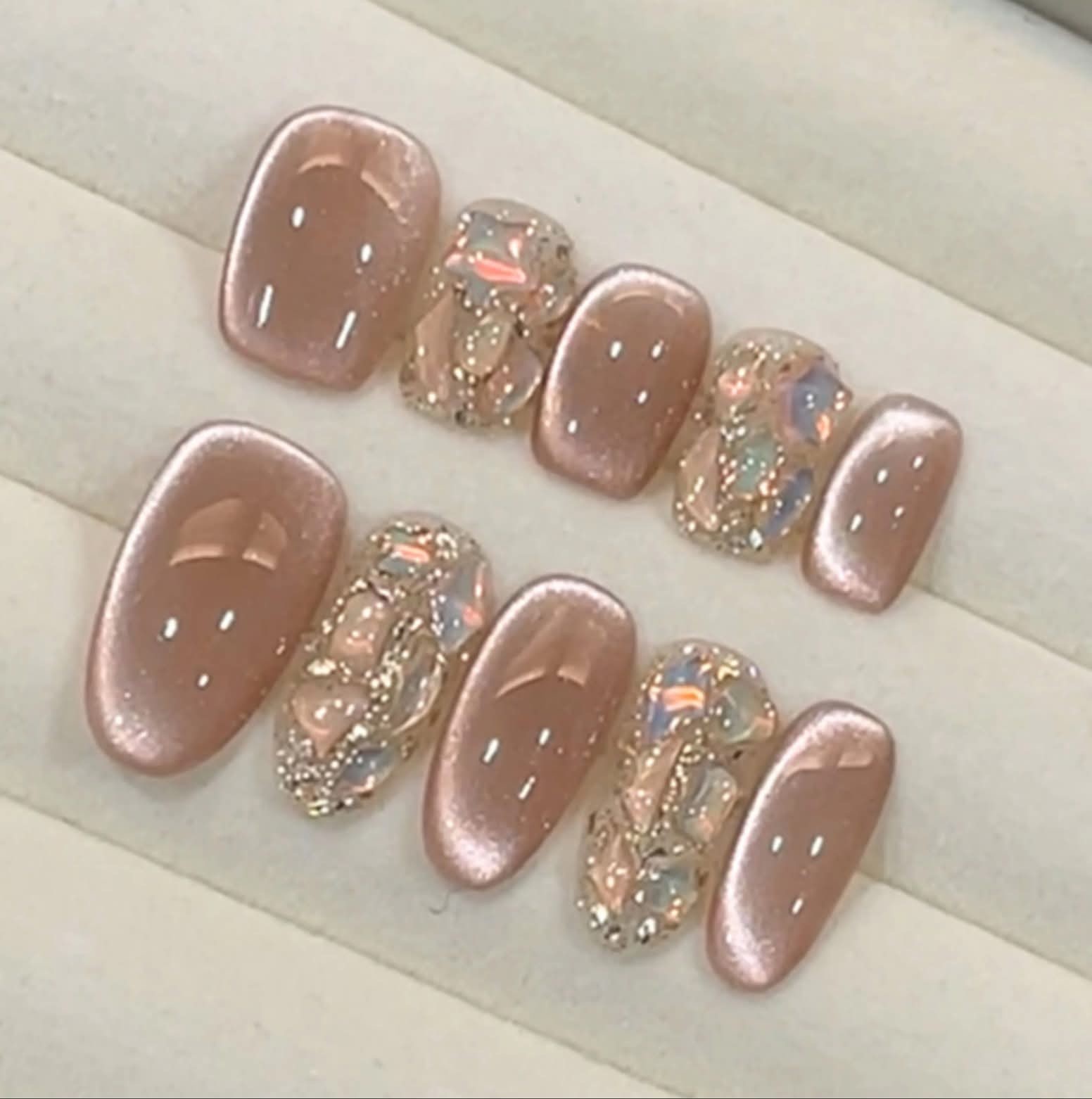 pink sliver glitter 3D butterfly acrylic press-on nails long almond A37