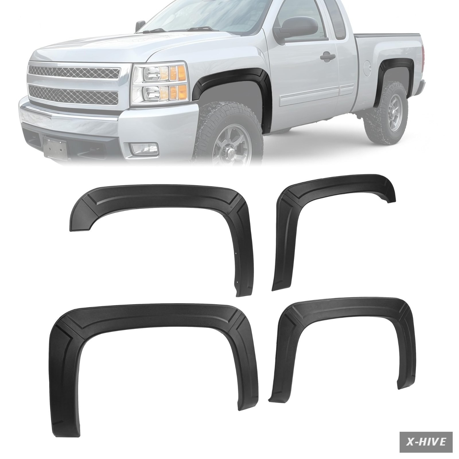 Fender Flares Polypropylene 4 ALMULOO 4Pcs Compatible 2007-2013 Silverado 1500