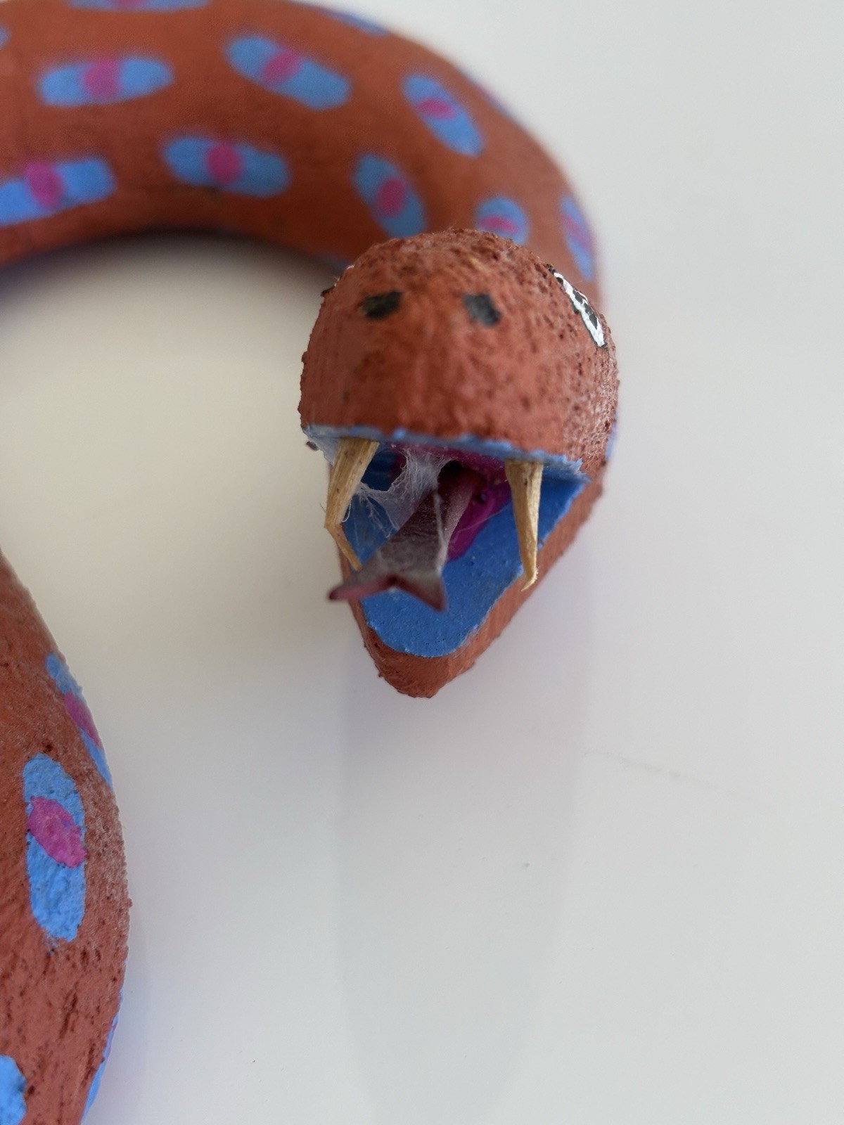 PAUL LUTONSKY, FOLK ART WOODEN SNAKE, Signed 14” Long 1993 Multicolor PAUL LUTONSKY, FOLK ART WOODEN SNAKE, Signed 14” Long 1993 Multicolor