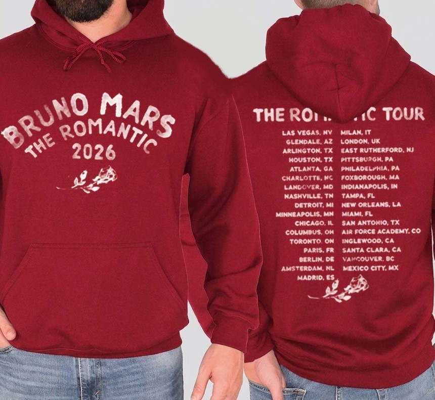 Bruno_Mars The-Romantic-2026-Tour Red Hoodie