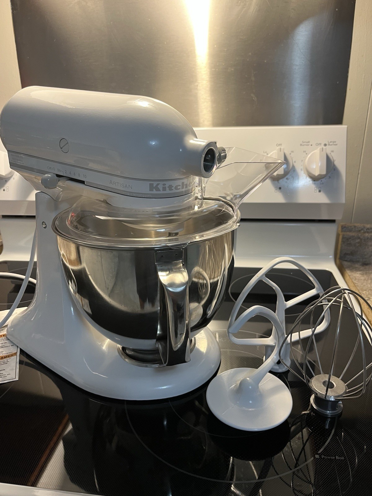 KitchenAid White 5 Quart Artisan Stand Mixer w/Bowl & Attachments Deep Cleaned