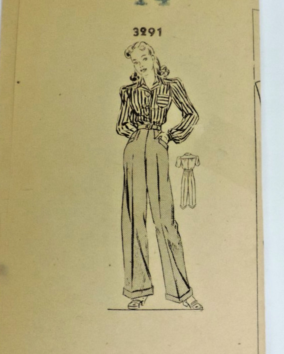 1940s Mail-order #3291 Katharine Hepburn Slacks/Pants Sz 14 B32\ 1940s Mail-order #3291 Katharine Hepburn Slacks/Pants Sz 14 B32\
