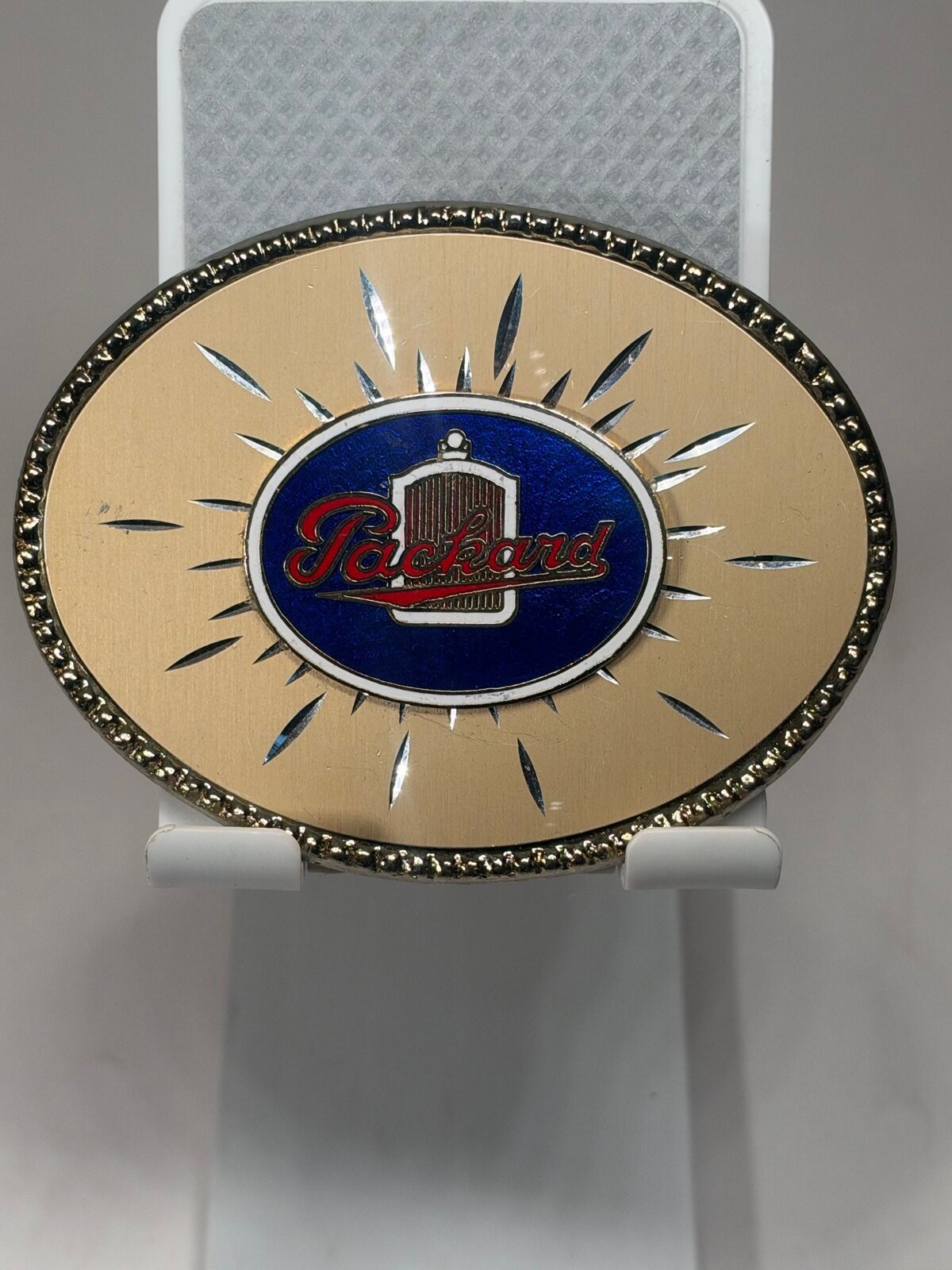 Vintage Packard Motor Car Sunburst Belt Buckle Western Express USA