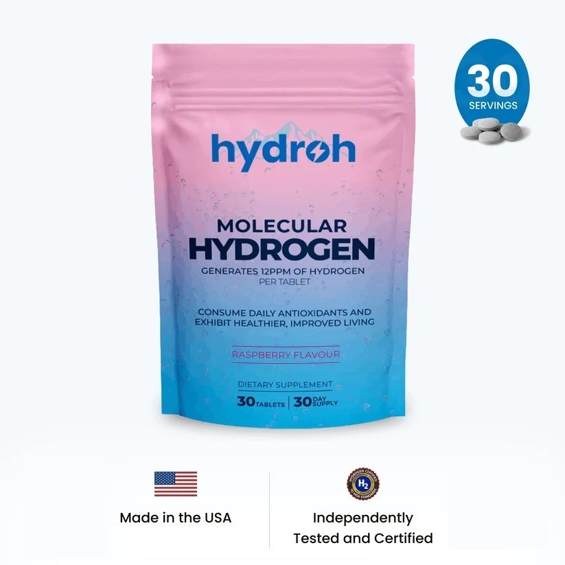 Hydroh Hydrogen Water Tablets 30-Day Supply - Raspberry or Unflavored 12PPM Hydroh Hydrogen Water Tablets 30-Day Supply - Raspberry or Unflavored 12PPM