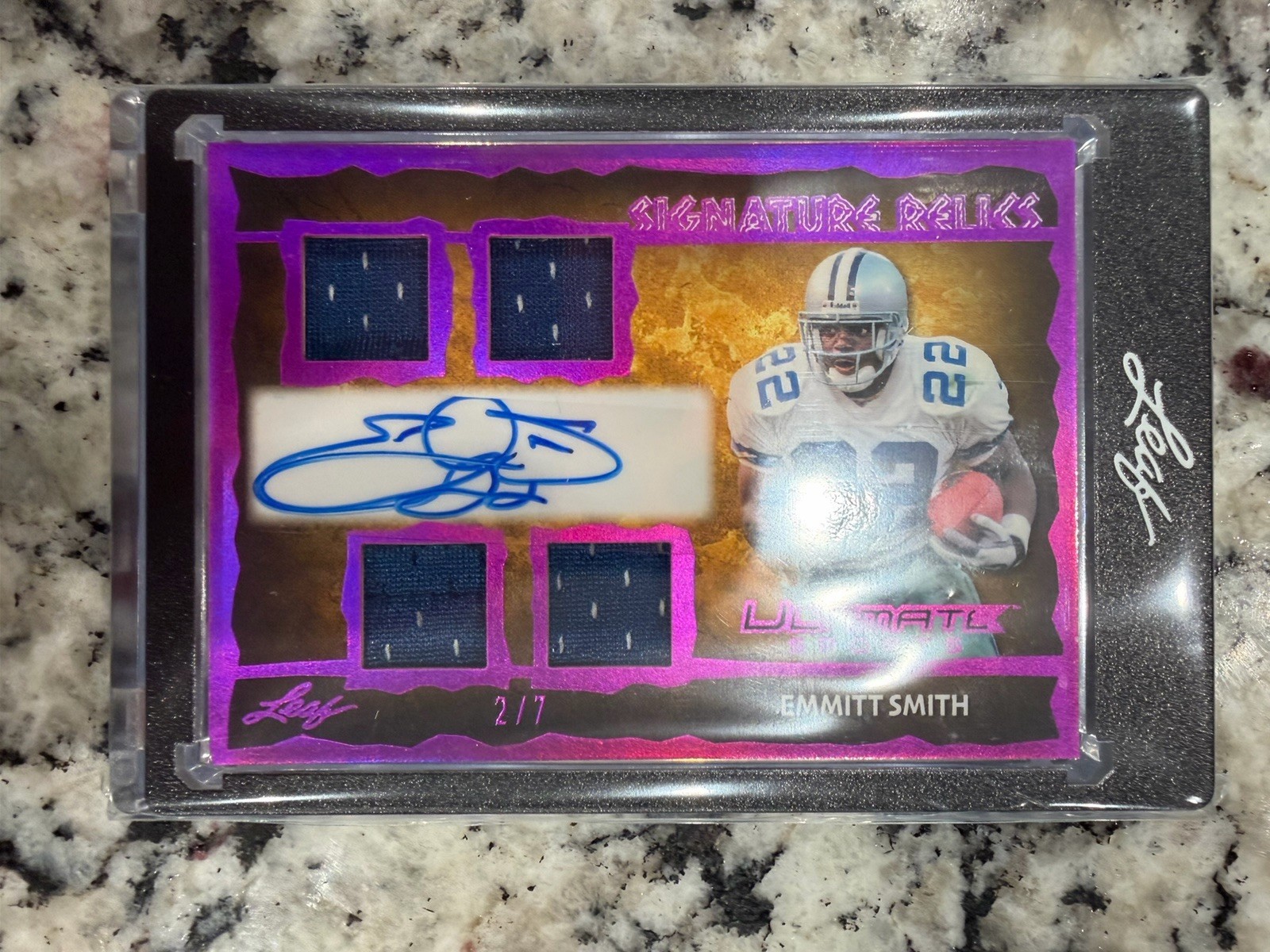 2026 Leaf Ultimate Sports Emmitt Smith Signature Relics Auto Purple 2/7 Cowboys