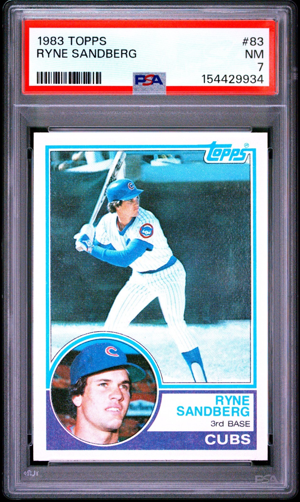 Ryne Sandberg 1983 Topps Chicago Cubs Baseball RC Rookie Card #83 PSA 7