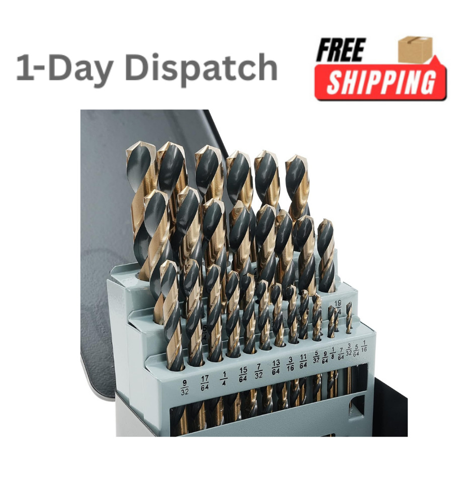 .GMTOOLS 29Pcs Cobalt Drill Bit Set 135 Degree HSS Metal Case