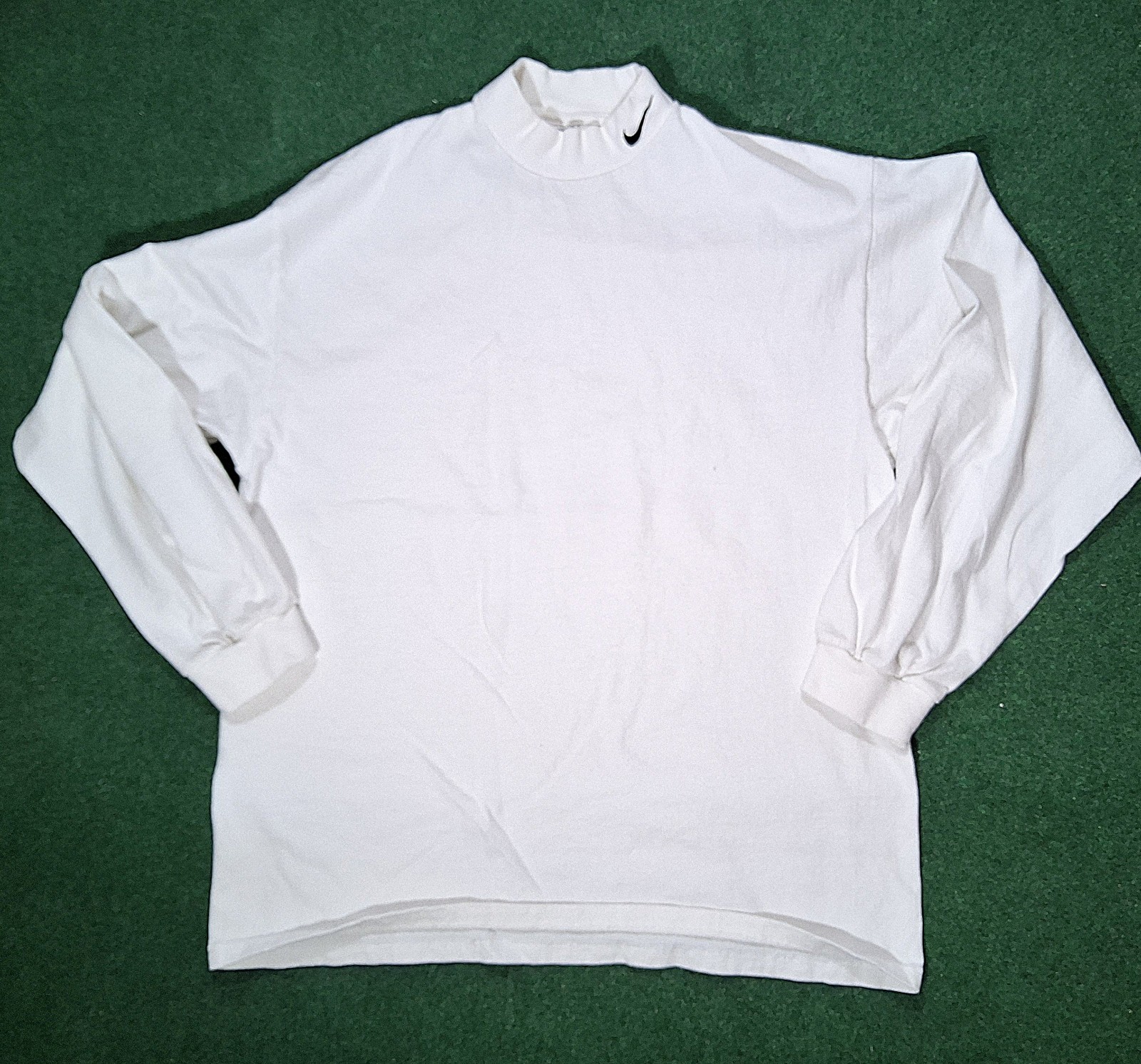 VINTAGE 90\'s NIKE LS Shirt High Neck Swoosh USA Large