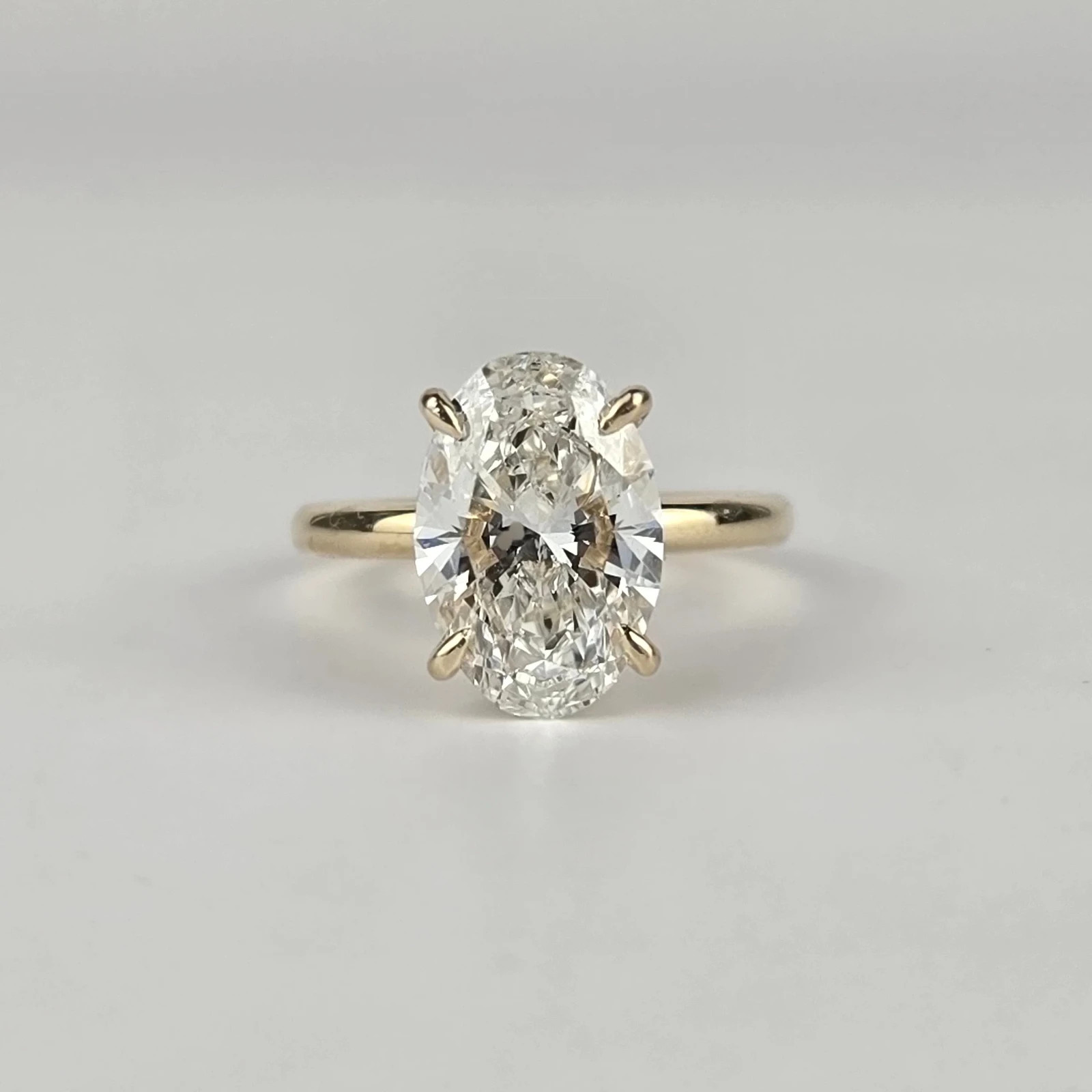 IGI 3 Ct Oval Cut VS1 Lab Grown Diamond Hidden Halo Wedding Ring 14K Yellow Gold