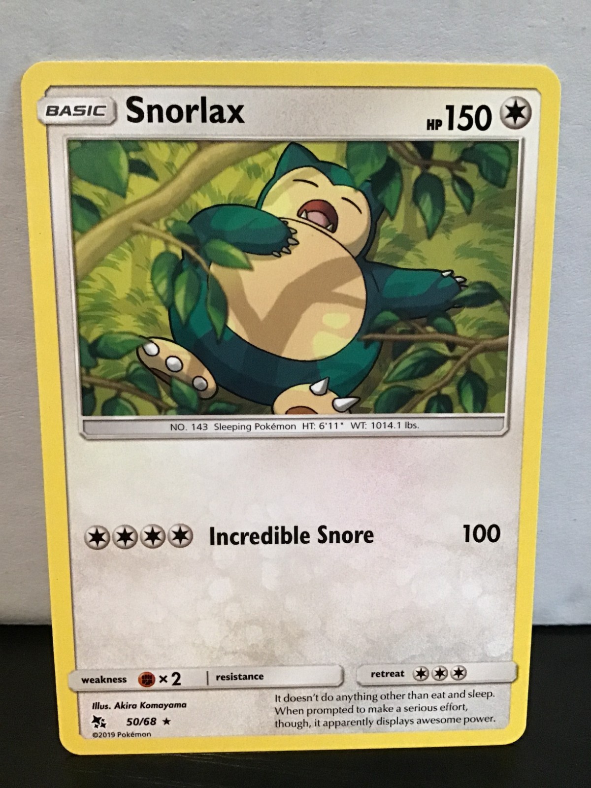 Snorlax 50/68 Pokemon Hidden Fates Rare