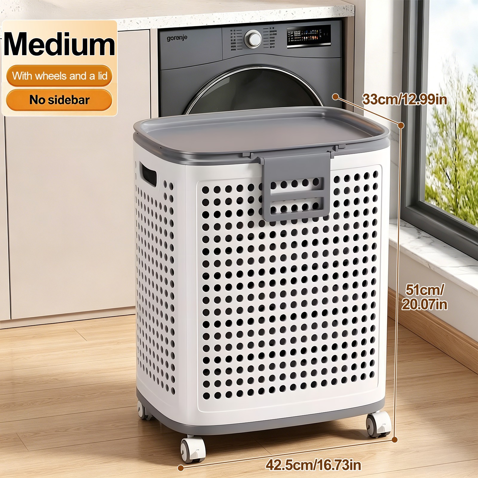 Joybos Large Laundry Basket with Lid - Foldable Ventilated Plastic Storage Bin
