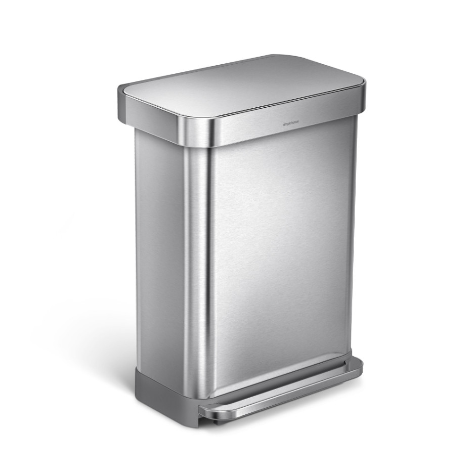simplehuman 55L Rectangular Step Can with Liner Pocket Stainless Steel